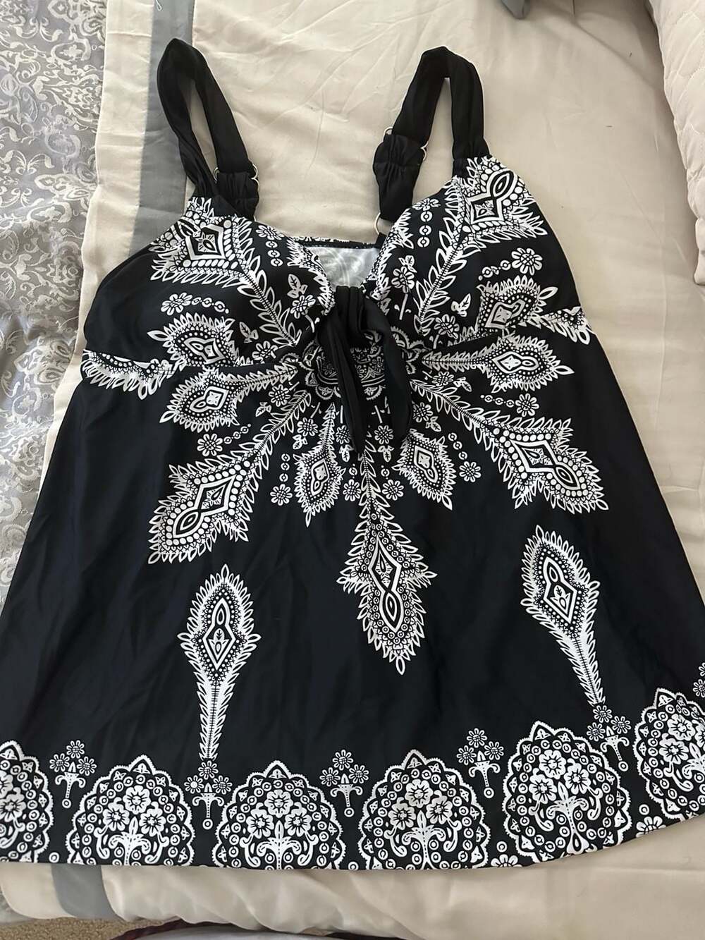 Danify Black and White Tankini Top Swimwear